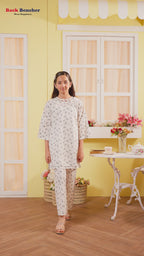 Leaves All Over Print FS  White Pair Girls ( R-164 )