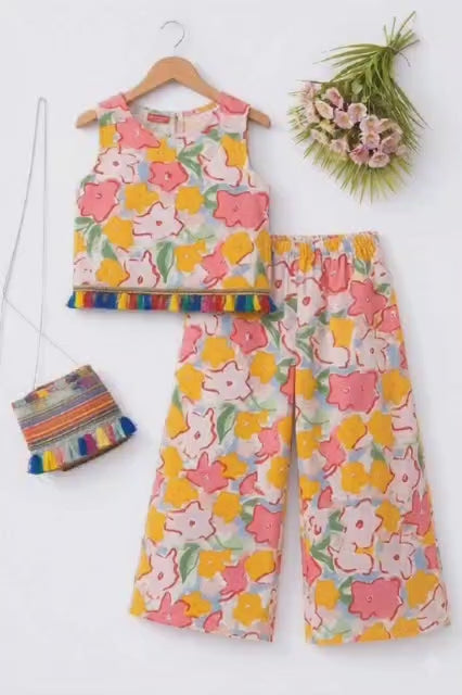 Sunshine Floral Sleeveless Cream Pairs Girls ( R-114 )