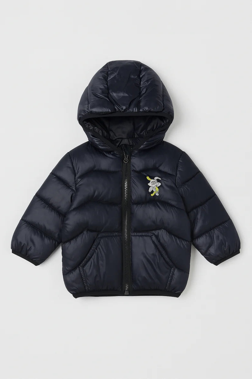 Spaceport Logo Black Puffer Jacket