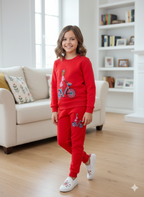 Doll With Cycle Embroidery Red Track-suit Girls