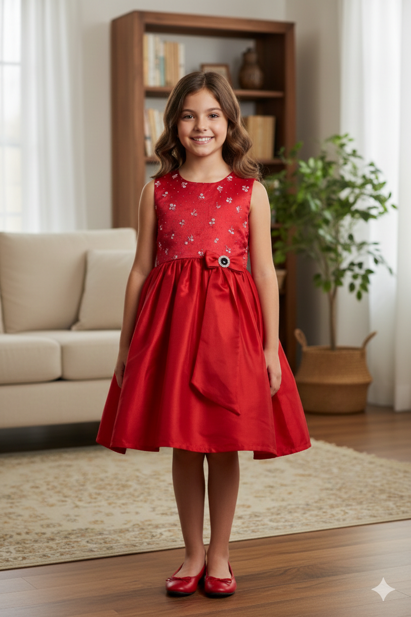 Fancy Red Frock Girls