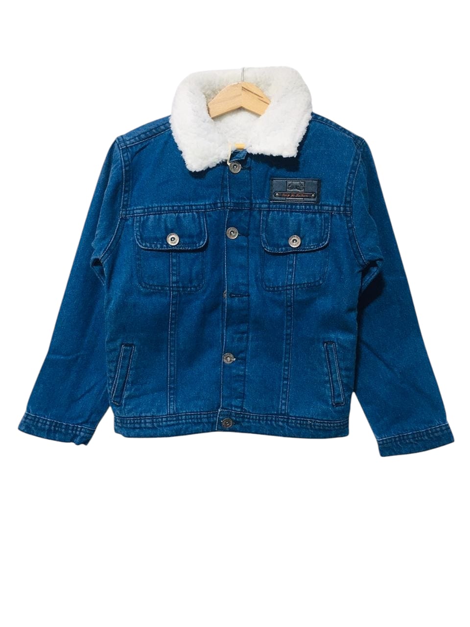 Denim Fur Mid Blue Jacket Girls (S)