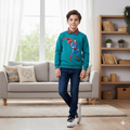 Superman Aqua Double Sweatshirt Boys ( R-147N )