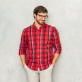 Carrot Checked Casual Shirt Men's (R-37 N)