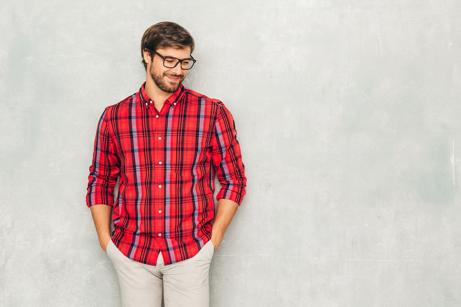 Carrot Checked Casual Shirt Men's ( R-20 )