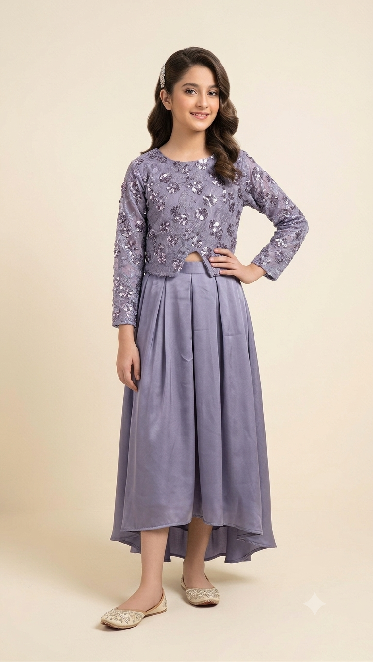 Fancy Purple Lehnga Suit- Girls