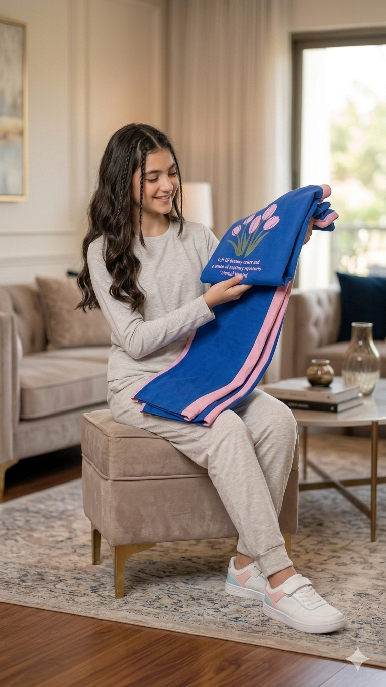 Fallover Love Royal Blue Baggi Trouser Shirt Girls