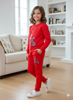 Doll With Cycle Embroidery Red Track-suit Girls