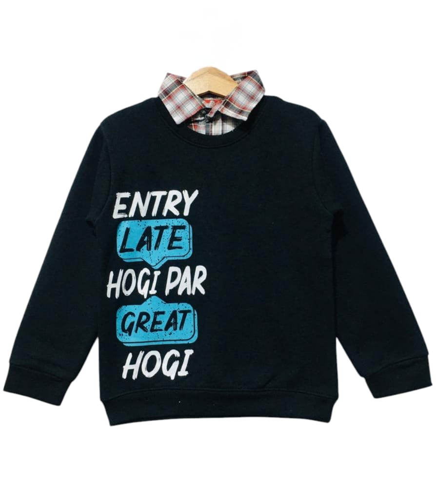 Entry Late Hogi Par Great Hogi Black Double Shirt Boys ( R-205 )