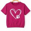 ( Short Length )Paws With Heart Dark Pink T-Shirt Girls ( R-110 )