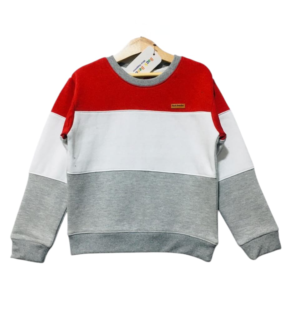 Back Bencher Logo Three Penal Red & Oatmeal Sweatshirt Boys (S)