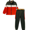 Three Penal Mehndi & Red Zipper Track-suit Girls ( R-357 N )