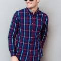 Blue & Mahroon Checked Casual Shirt Men's ( R-511,343 N )
