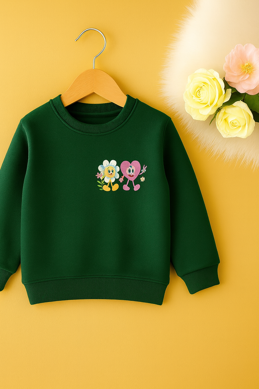 Smile & Heart Dark Green Sweatshirt Girls