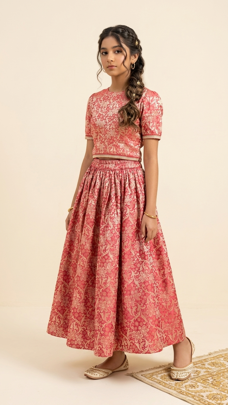 Banarsi Red Lehnga Suit – Girls
