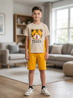Tiger Print Cream Nicker Suit Boys ( R-415 )