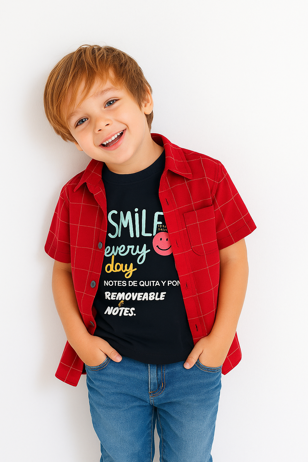 Smile Everyday Black Inner Dark Pink Double Casual Shirt