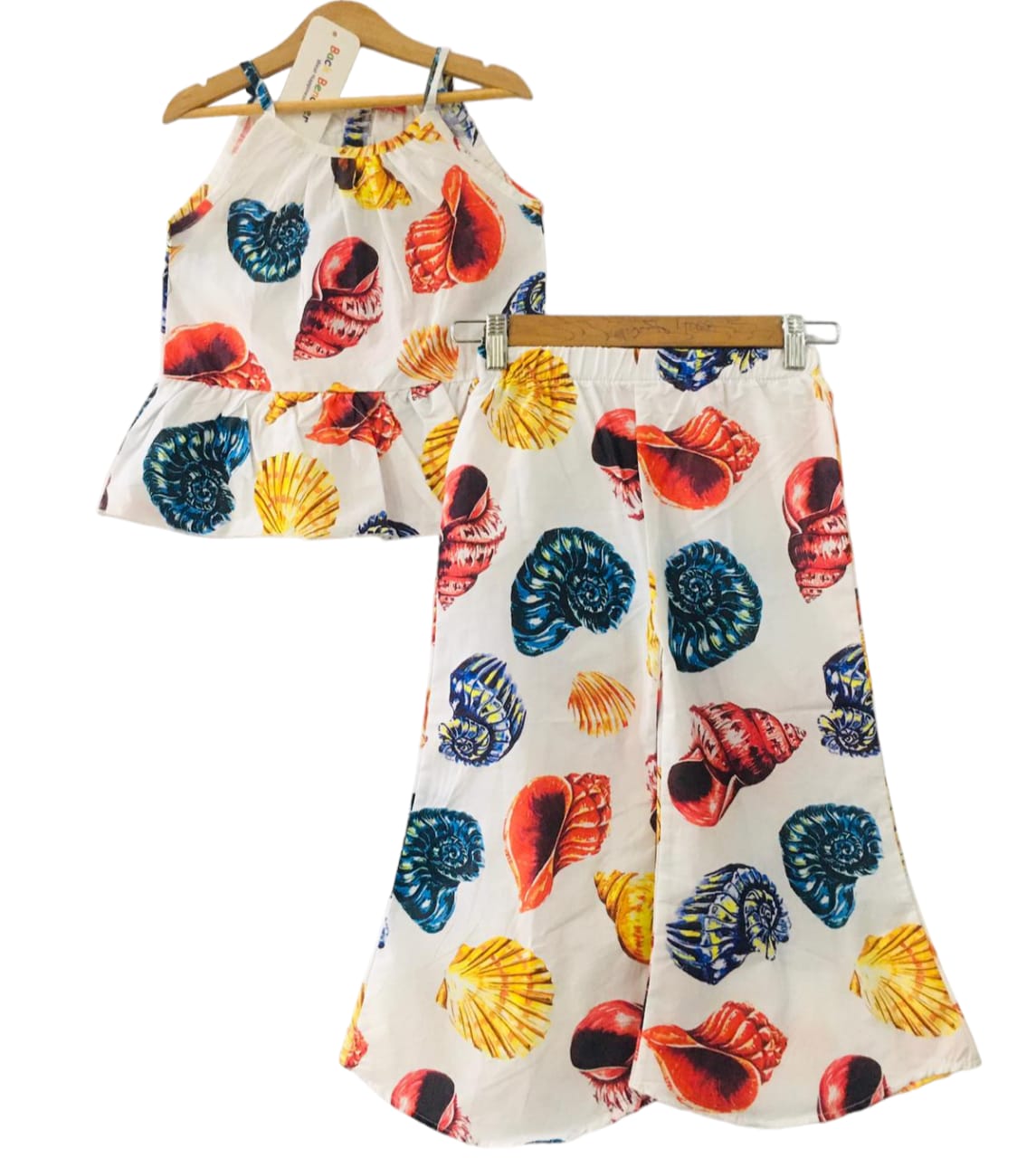 Az Sea Shell All over Print white Skirt Suit Girls(65) (1)