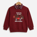Roar Petrol Maroon Double Sweatshirt For Boys
