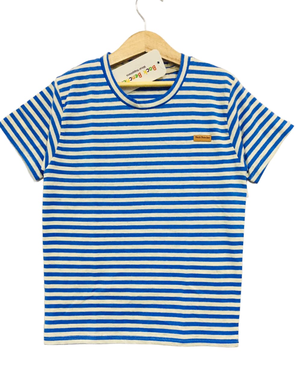 Back Bencher Logo Sky & Oatmeal Line T Shirt Boys ( R-8 )