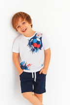 Football Print White Nicker Suit Boys ( R-163 )
