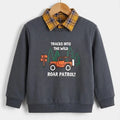 Roar Patrol Print Grey Double Sweatshirt For Boys