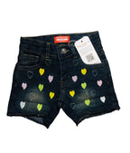 Two side Multi Hearts Greenish Gray Denim Shorts Girls