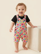 Rabbit Print Black T-Shirt & Romper