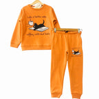 Coffee With Cat Light Orange Track-Suit Girls ( R-157 )