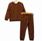 Dots All Over Print Chocolate Track-suit Girls ( R-344 )