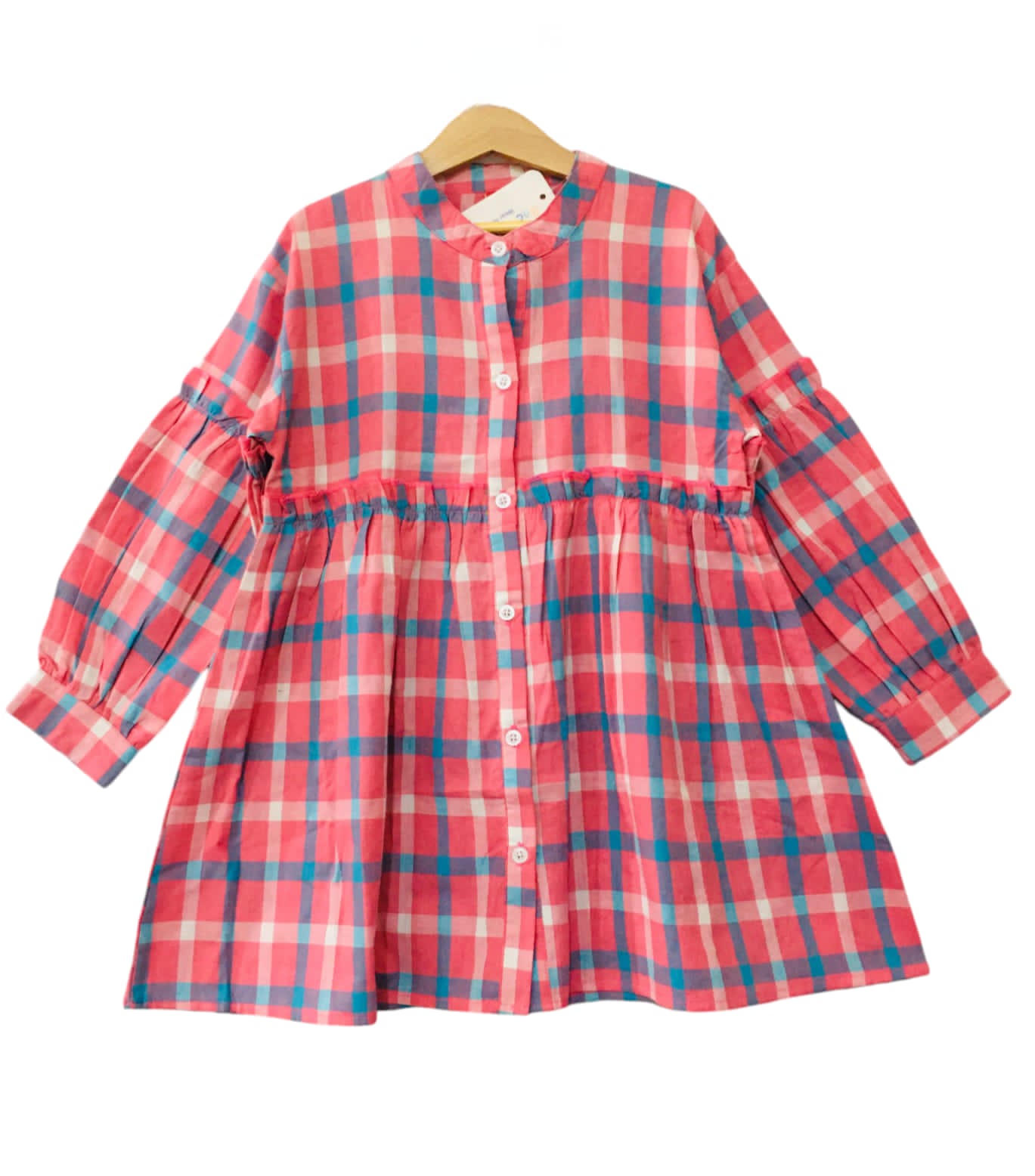 Pink Checked Girl Top Girls
