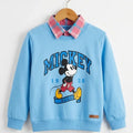 Mickey Mouse Print Sky Double Sweatshirt For Boys