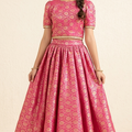 Banarsi Pink Lehenga Suit – Girls