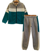Three Penal Oatmeal & Zinc Zipper Track-suit Girls ( R-41 )