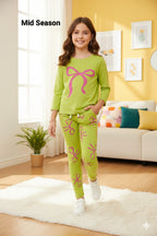 Pink Bow Parrot Trouser Shirt Girls
