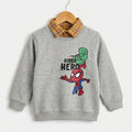 Super Hero  Print Grey Double Sweatshirt For Boys (R-542 N)