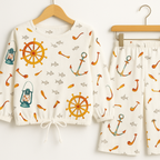 Ship Wheel Full Sleeve White Skate Fish Girls