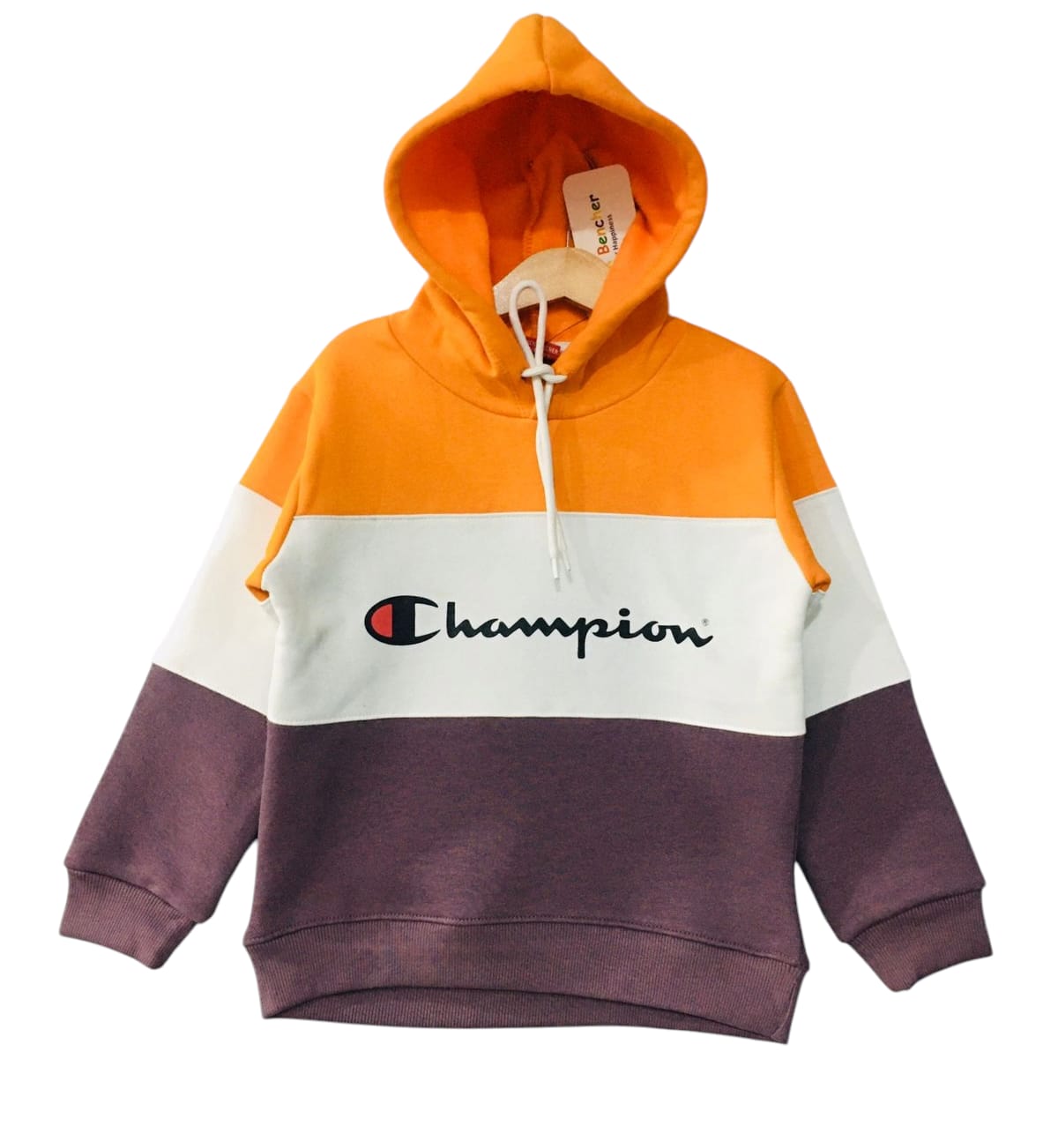 Champion Logo Orange & Gray Hoodies Boys ( R-167)