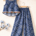 Square Shape Print Sleeveless Navy Frock Pairs- Girls ( R-449 N )