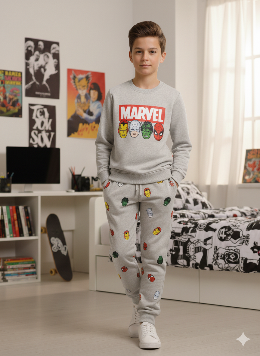 Marvel Light Oatmeal Track-Suit Boys
