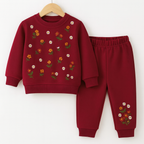 Embroidery All Over Mahroon Track-suit Girls