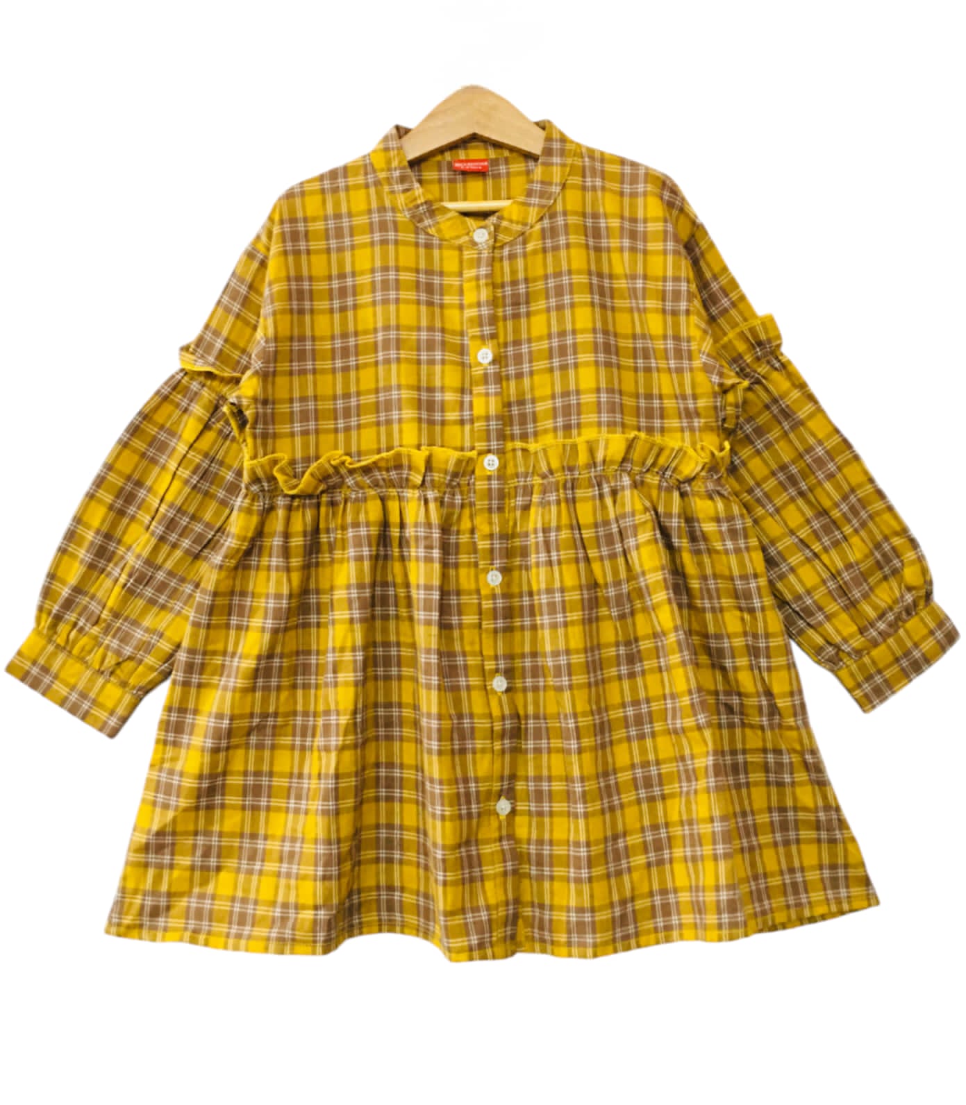 Yellow & Brown Checked Girl Top Girls (62) (1)