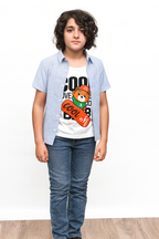 Love Baby White Inner Light Blue Check Double Casual Shirt Boys