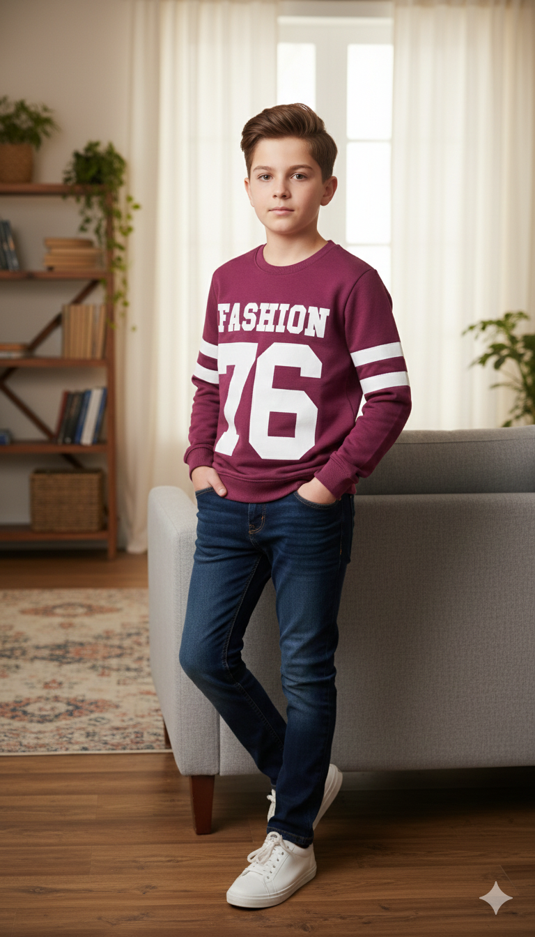 Fashion 76 Mahroon Sweatshirt Boys ( R-266)