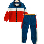 Three Penal Blue & Red Zipper Track-suit Girls (S)