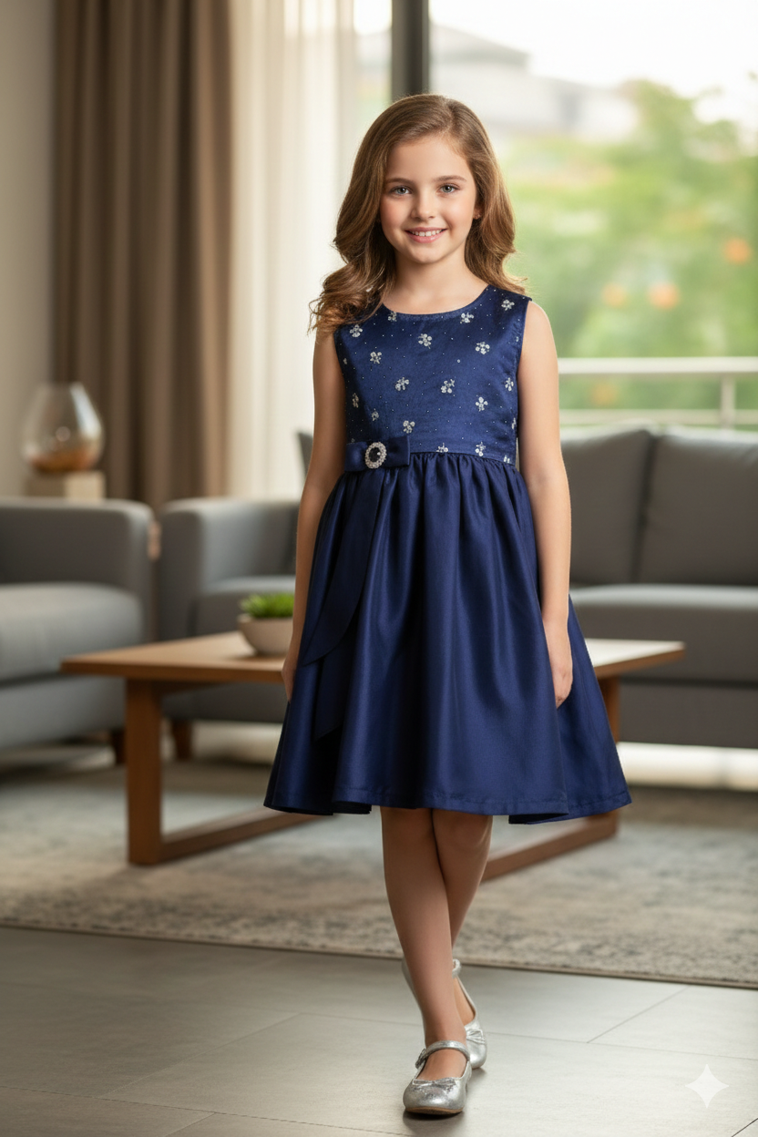 Fancy Navy Frock Girls