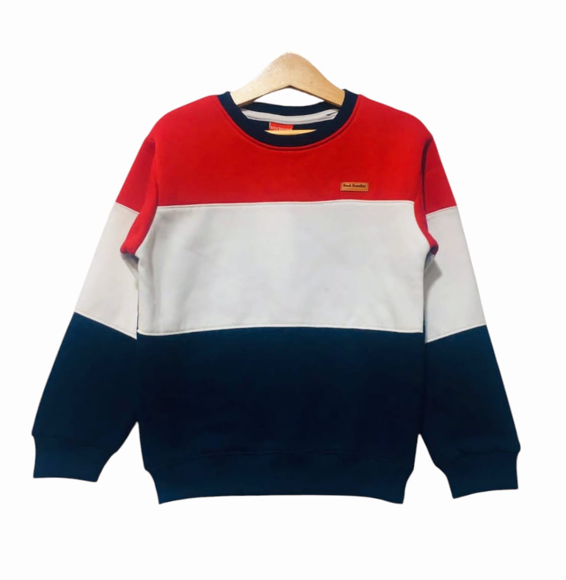 Back Bencher Logo Three Penal Red & Navy Sweatshirt Boys (S)
