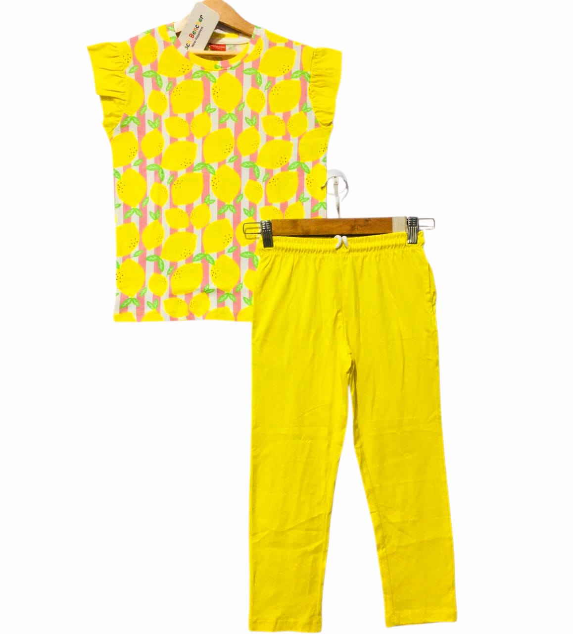 Lemon Printing Yellow Trouser Shirt Girls