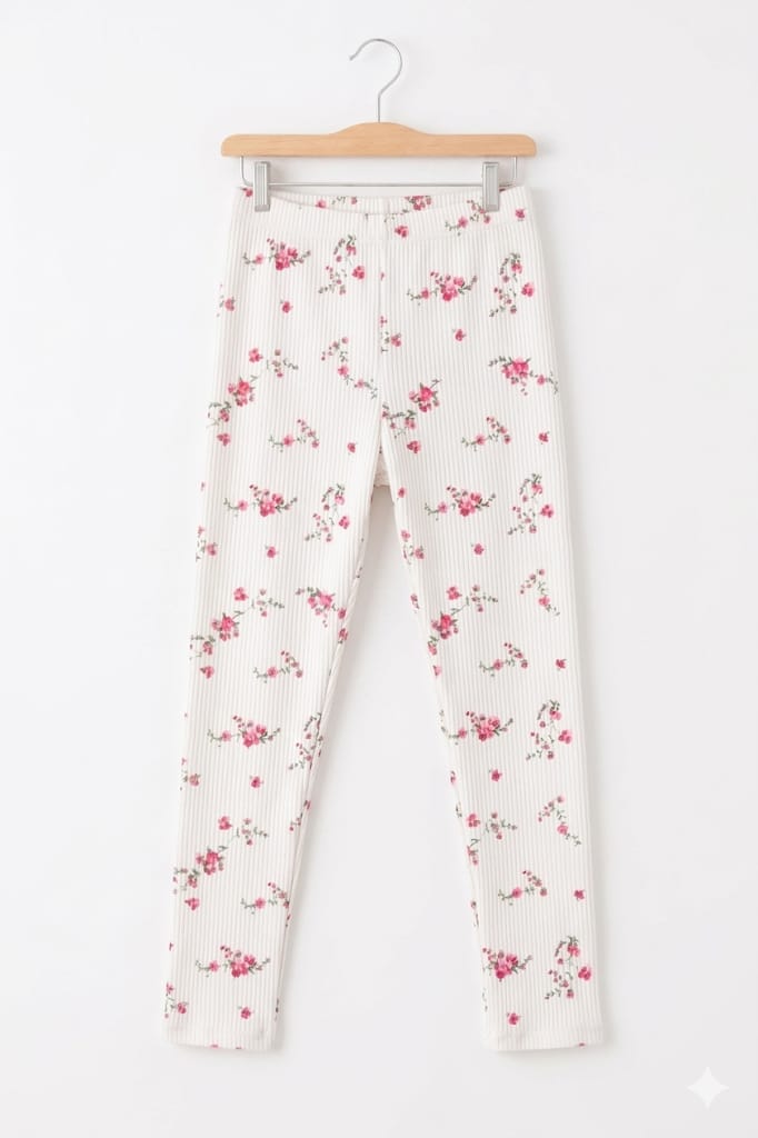 Rose Print White Tight Girls