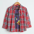Carton Print Purple Inner Full Sleeve Carrot Check Double Casual Shirt ( R-441 N)